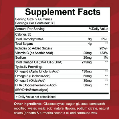 OMEGA + DHA Gummies for Kids, with Omega 3 6 9 + DHA, Vitamin C - Healthy Brain Function, Vision & Heart Health, Vegetarian