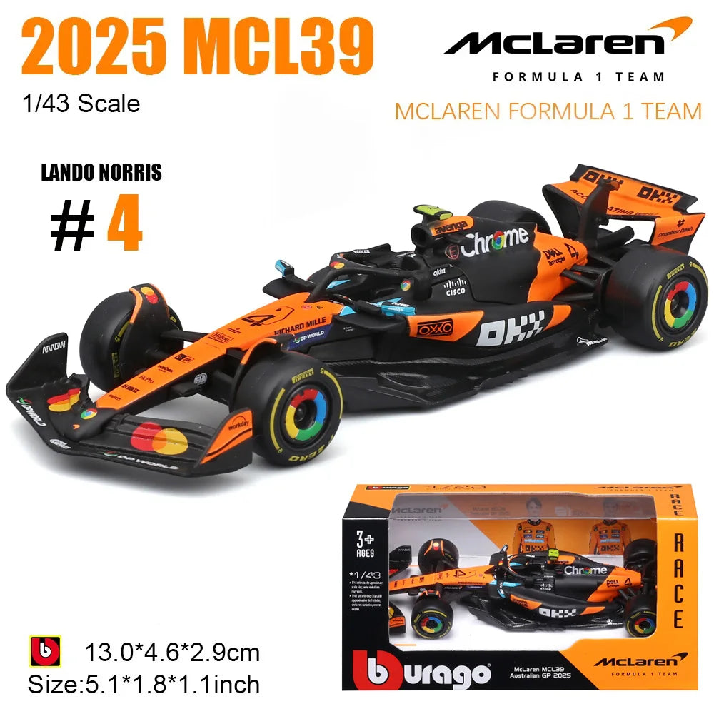 Bburago 1:43 New F1 Mercedes-AMG 2025 W16 #63 George Russell #12 Kimi Antonelli Alloy Car Die Cast Model Toy Collectible
