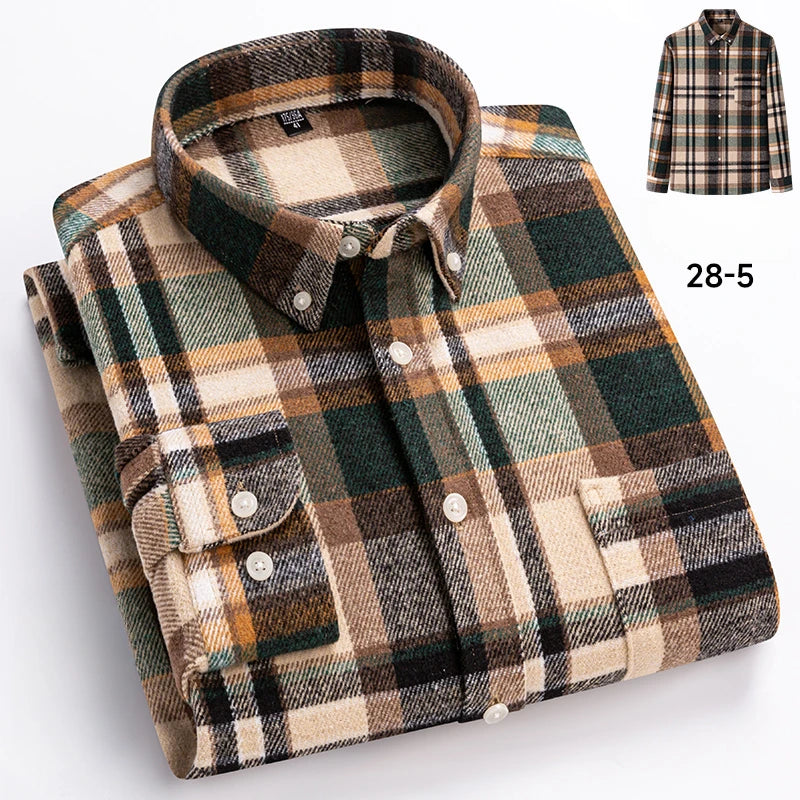 New in shirt plus size 7xl100%cotton long-sleeve shirts for men slim fit casual plain shirt soft keroan designer plaid clotheing