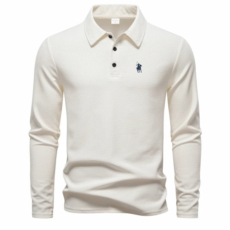 Luxury polo shirt embroidered long sleeved men's clothing 2025 autumn new style comfortable and breathable casual brand T-shirt