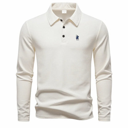 Luxury polo shirt embroidered long sleeved men's clothing 2025 autumn new style comfortable and breathable casual brand T-shirt