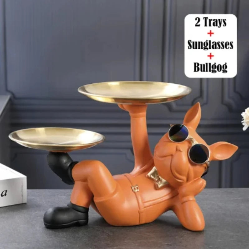 Bulldog Animal Figurines Cool Dog Statue Sculpture Living  Study Room Bedroom Decor Home Interior Decoration Accessories
