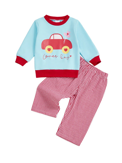 Baby Girl Valentine s Day Outfits Heart Print Ruffle Sleeve Top Elastic Waist Bowknot Leggings 2 Pcs Set for Toddler Girls