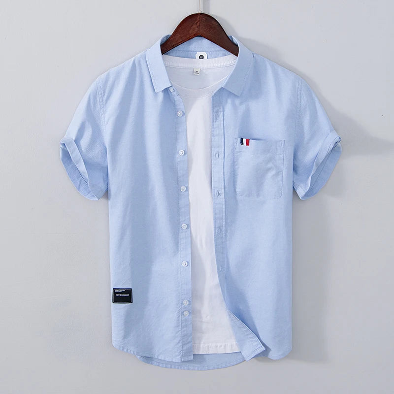 Pure Cotton, Men's Fashion Business Comfortable Slim British Style Youth Solid Color Work Leisure All Breathable Cotton Shirt