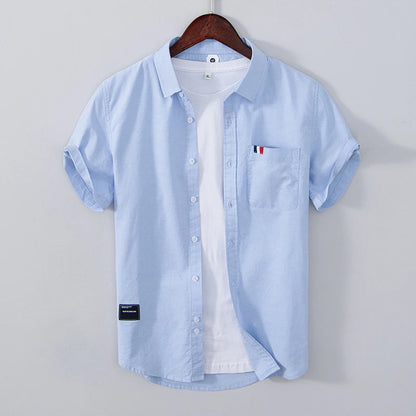Pure Cotton, Men's Fashion Business Comfortable Slim British Style Youth Solid Color Work Leisure All Breathable Cotton Shirt
