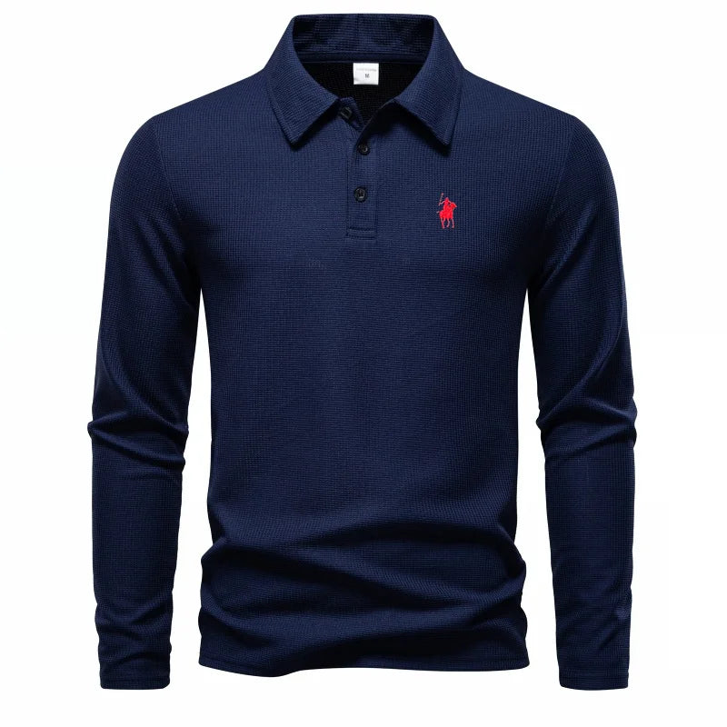 Luxury polo shirt embroidered long sleeved men's clothing 2025 autumn new style comfortable and breathable casual brand T-shirt