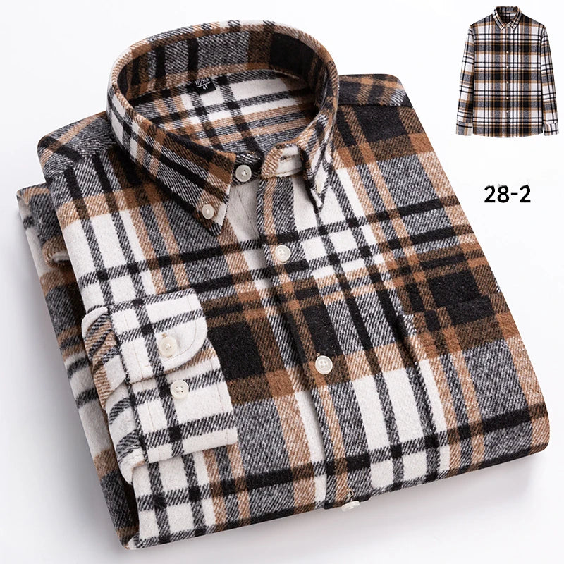 New in shirt plus size 7xl100%cotton long-sleeve shirts for men slim fit casual plain shirt soft keroan designer plaid clotheing