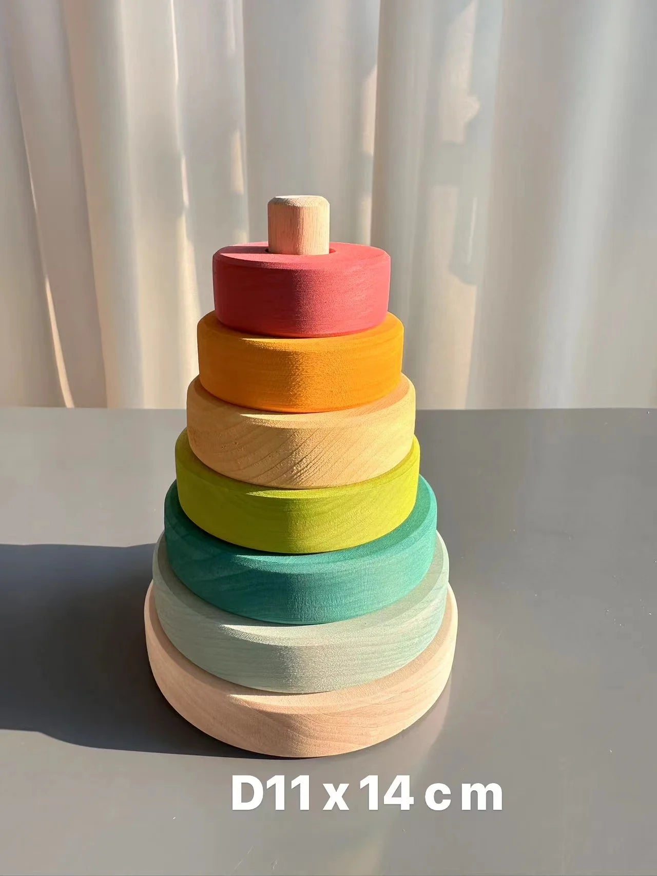High Quality Wooden Toys Pastel Basswood Rainbow Stacking Blocks Pine Building Semi Sorting Peg Dolls Balls for Kids Play