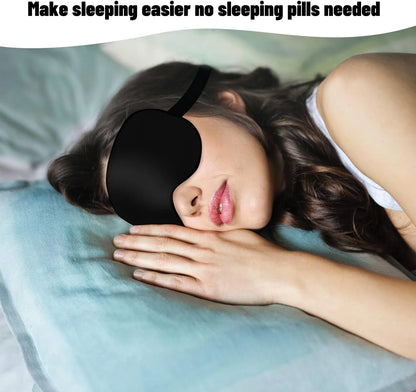 Silk Sleep Mask with Adjustable Strap, Satin Blackout Eye Mask for Men & Women, Comfortable Night Sleep Eyeshade (Black)