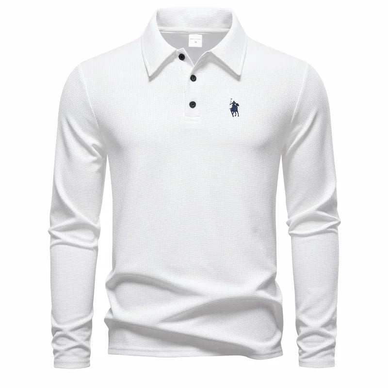 Luxury polo shirt embroidered long sleeved men's clothing 2025 autumn new style comfortable and breathable casual brand T-shirt