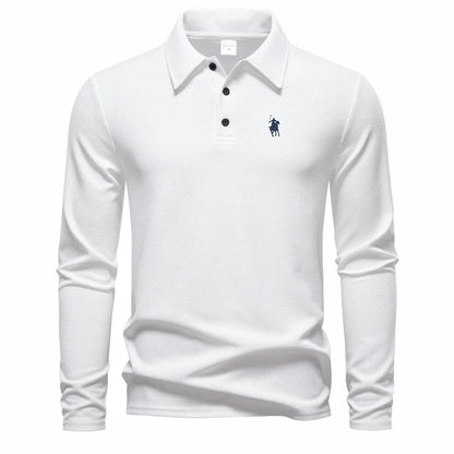Luxury polo shirt embroidered long sleeved men's clothing 2025 autumn new style comfortable and breathable casual brand T-shirt