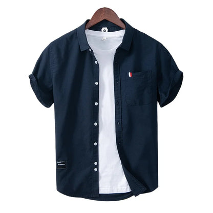 Pure Cotton, Men's Fashion Business Comfortable Slim British Style Youth Solid Color Work Leisure All Breathable Cotton Shirt