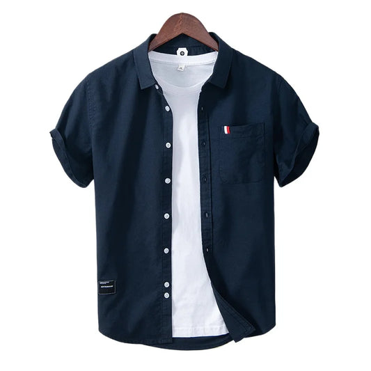 Pure Cotton, Men's Fashion Business Comfortable Slim British Style Youth Solid Color Work Leisure All Breathable Cotton Shirt