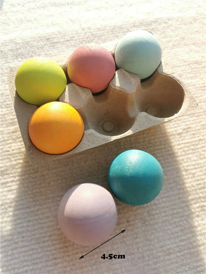High Quality Wooden Toys Pastel Basswood Rainbow Stacking Blocks Pine Building Semi Sorting Peg Dolls Balls for Kids Play