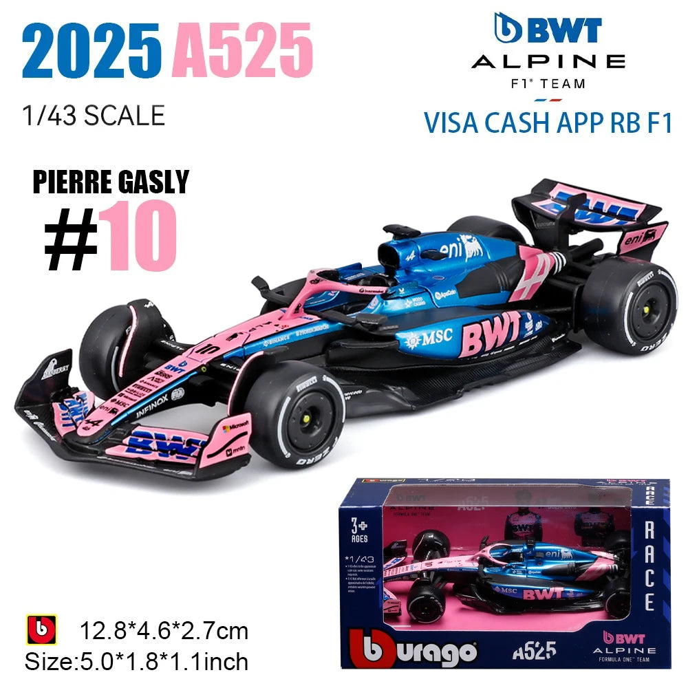 Bburago 1:43 New F1 Mercedes-AMG 2025 W16 #63 George Russell #12 Kimi Antonelli Alloy Car Die Cast Model Toy Collectible