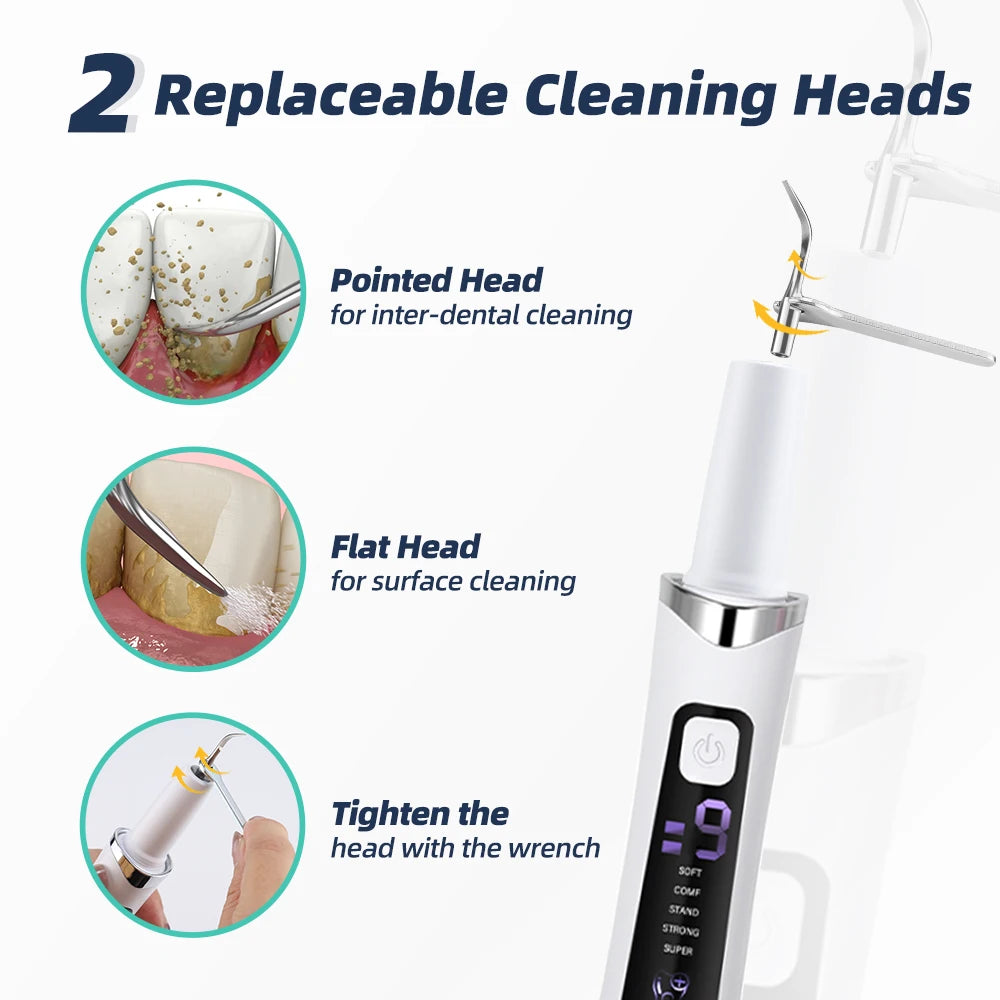 Electric Ultrasonic Dental Scaler 5 Modes Calculus Oral Tartar Remover Tooth Stain 9 Levels Cleaner Teeth Whitening Oral Care