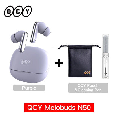 QCY Melobuds N50 Wireless Earphones ANC 6 Mics AI Call Earbuds Bluetooth 5.4 Dual Connection Headphone Transparent Mode