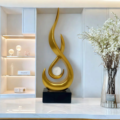 Luxury Flame Pearl Statue Office Living RoomTV Cabinet Wine Cabinet Sculpture Desk Ornament Study Office Home Interior Decor