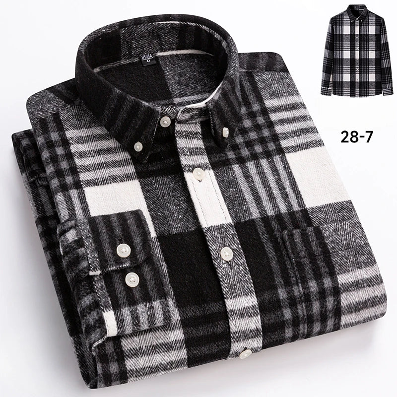New in shirt plus size 7xl100%cotton long-sleeve shirts for men slim fit casual plain shirt soft keroan designer plaid clotheing