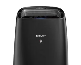 Black Sharp air purifier on a white background
